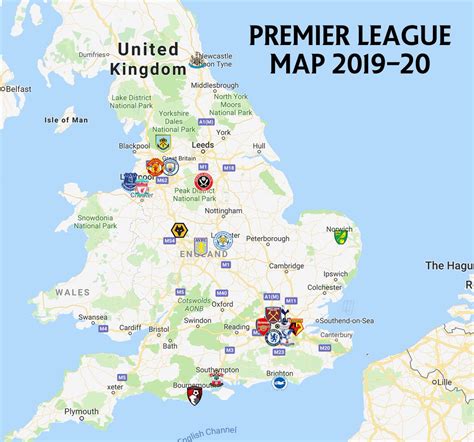 Map of Premier League Teams